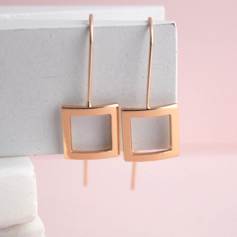 Minimalist Square Gold Earrings
